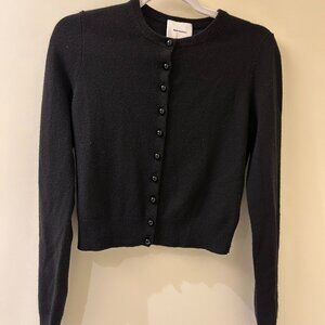 Reformation Caspia Cashmere Cropped Cardigan Black - Size XS